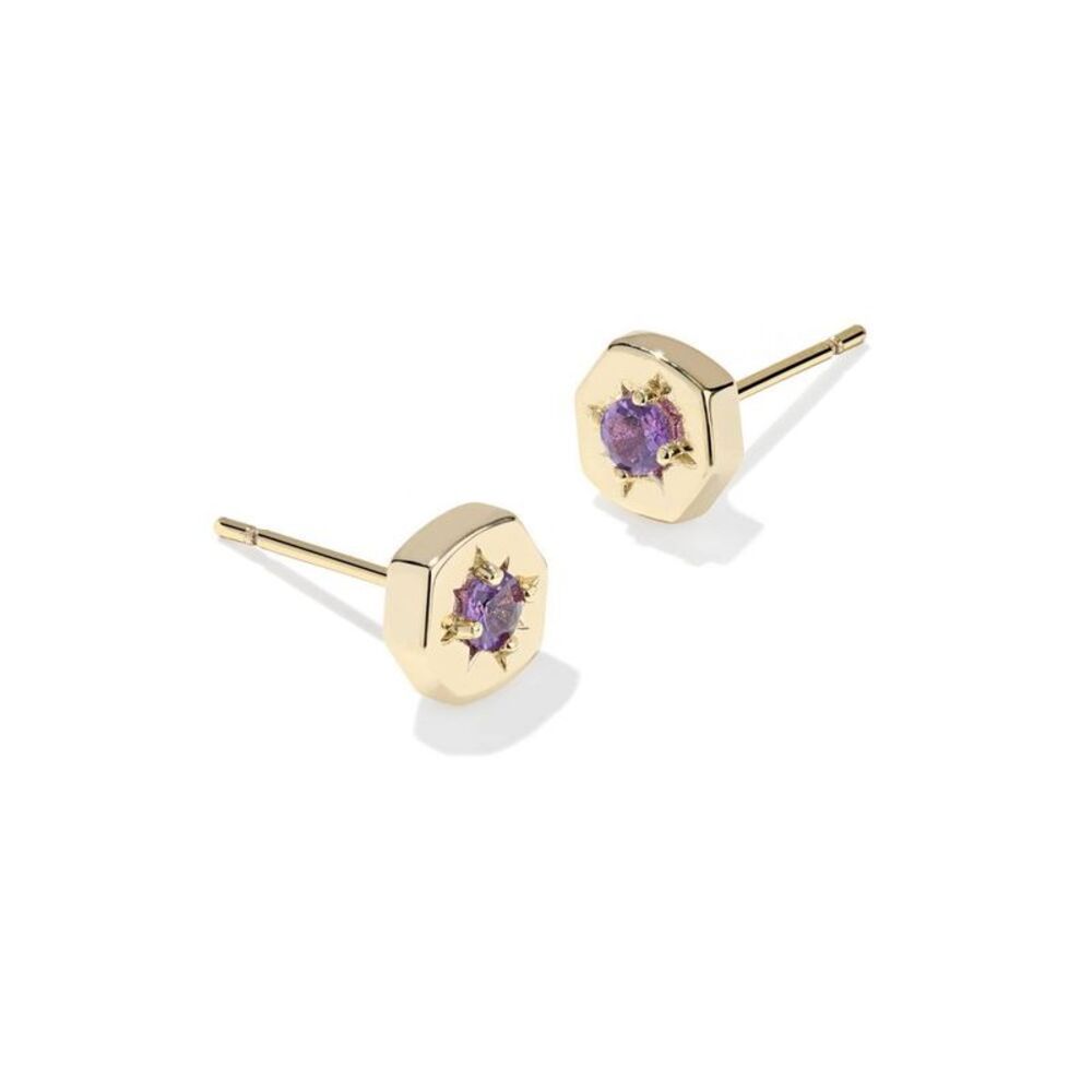 Kendra Scott Riley Stud Earrings - Gold/Purple